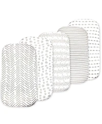 Bublo Baby Bassinet Sheet Set for Boy and Girl, 5 Pack, Universal Fitted Oval, Hourglass & Rectangle Mattress, Sheets.