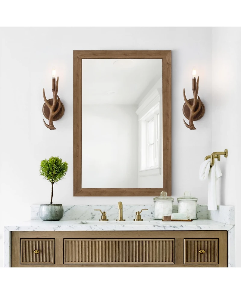 Jonathan Y Cody 5.5" 1-Light Southwestern Bohemian Resin/Iron Faux Antler Led Sconce, Brown Wood Finish (Set of 2)