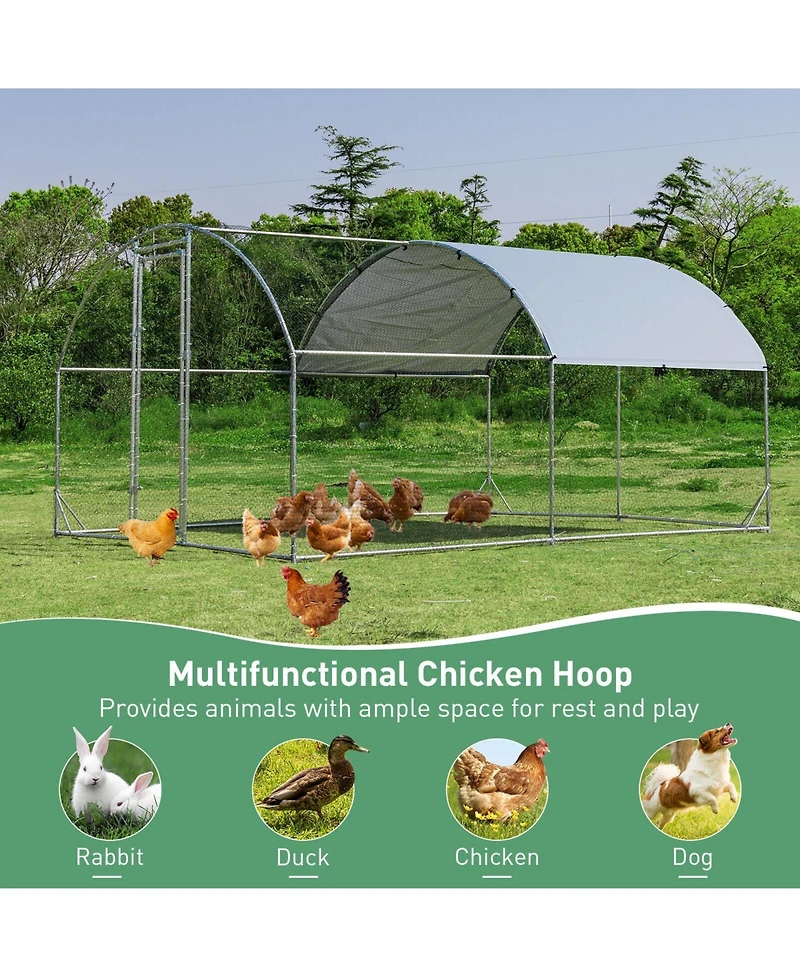 Skonyon 6.2 Feet/12.5 Feet/19 Feet Large Metal Coop Outdoor Galvanized Dome Cage with Cover