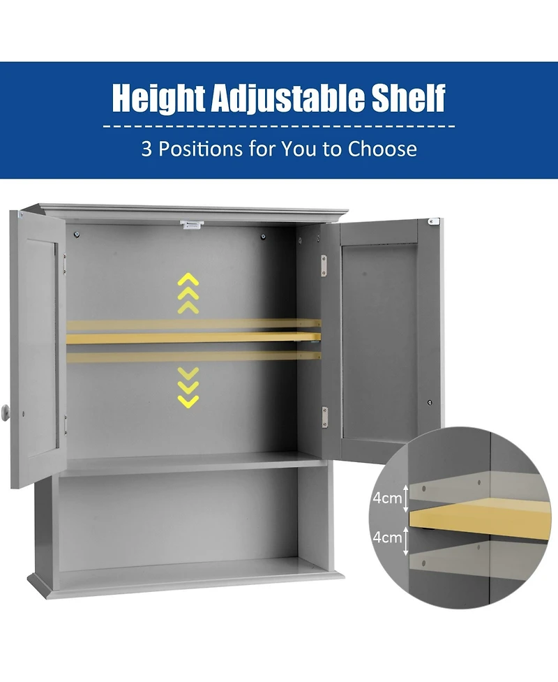 Skonyon 2-Door Wall Mount Bathroom Storage Cabinet with Open Shelf