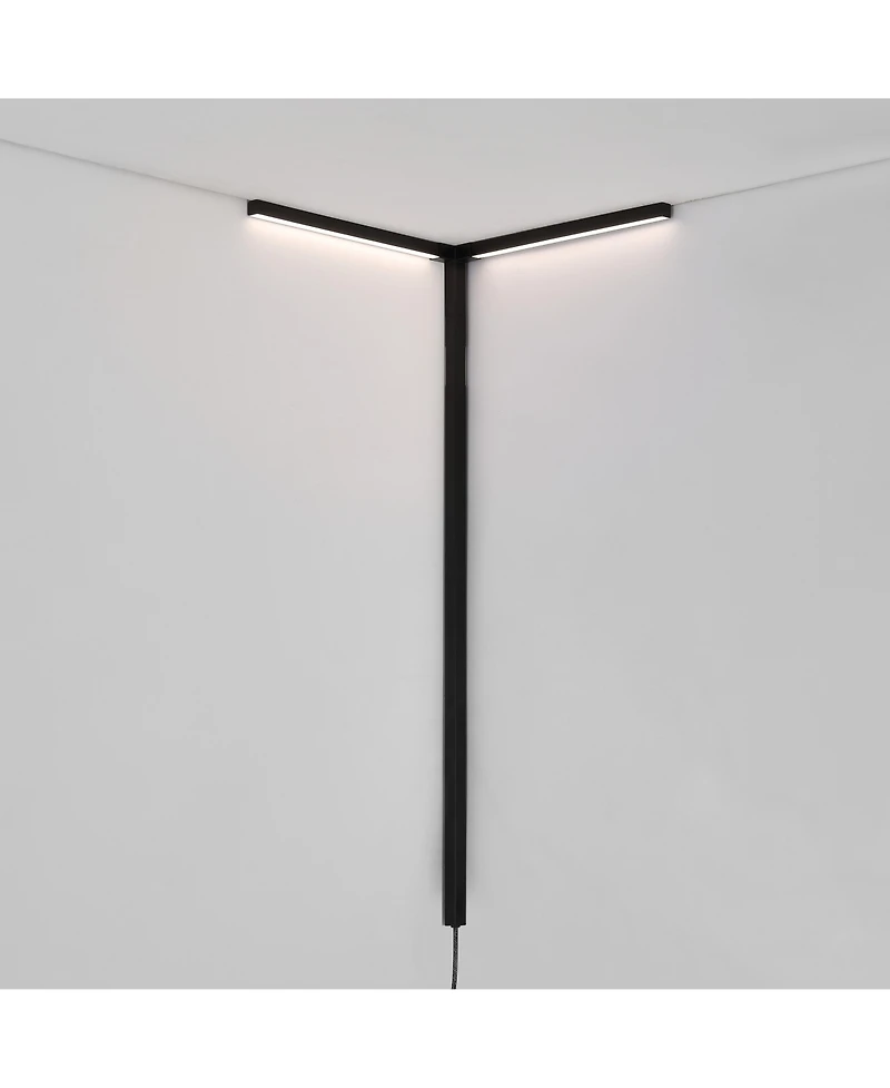 Jonathan Y Madsen 18.25" 2-Light Modern Minimalist Iron Integrated Plug-In Led Sconce for Ceiling Corner with App/Remote Controllers, Black