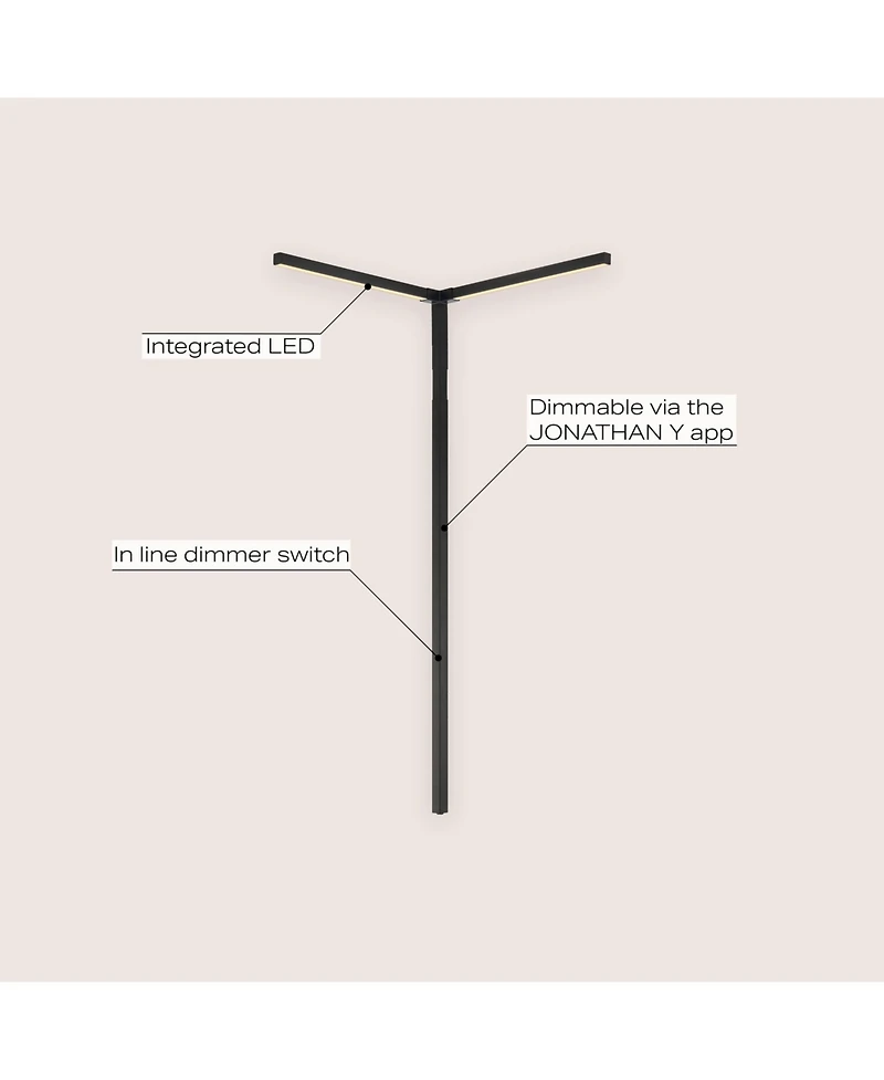Jonathan Y Madsen 18.25" 2-Light Modern Minimalist Iron Integrated Plug-In Led Sconce for Ceiling Corner with App/Remote Controllers, Black