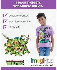 Teenage Mutant Ninja Turtles Toddler Boys Leonardo Michelangelo Raphael Donatello 4 Pack T-Shirts to