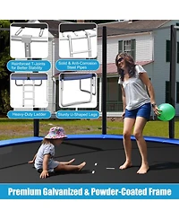 Skonyon 8/10/12/14/15 Feet Outdoor Trampoline Bounce Combo with Safety Closure Net Ladder
