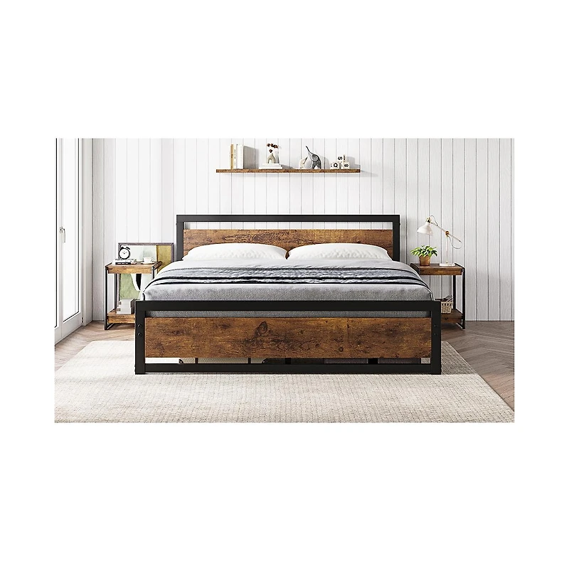 gaomon Full Size Bed Frame Platform with Headboard