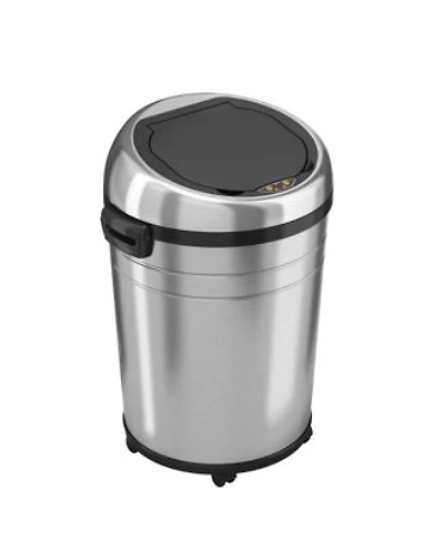 Itouchless Stainless Steel Sensor Trash Can With Dual Absorbx Odor Filters Wheels