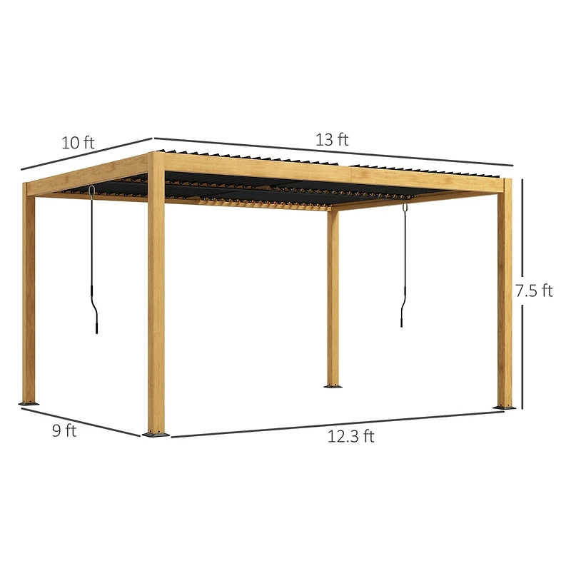Outsunny 10' x 13' Aluminum Louve Pergola with Adjustable Roof