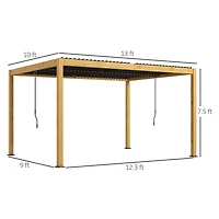 Outsunny 10' x 13' Aluminum Louve Pergola with Adjustable Roof