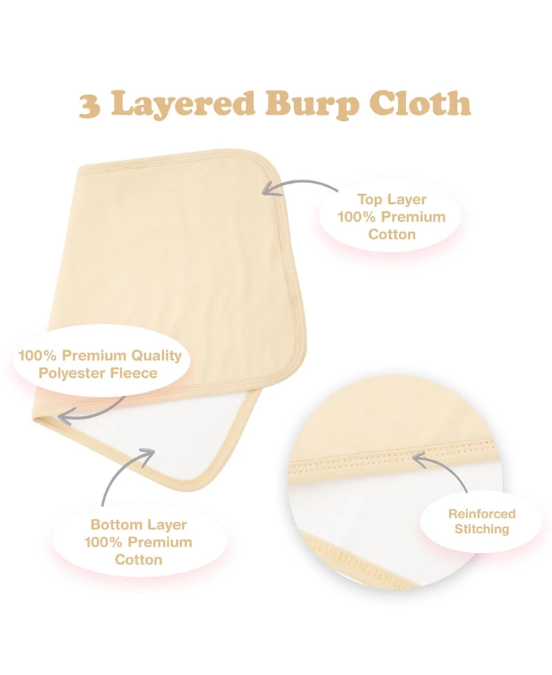 Bublo Baby Baby Burp Cloths - 7 Pack Triple Layered - Top and Bottom 100% Cotton and Middle Layer 100% Polyester Fleece