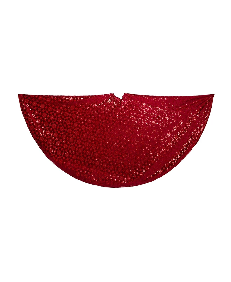 Kurt Adler 72-Inch Burgundy Sequin With Metallic Cord Tree Skirt