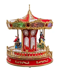 Kurt Adler 11.1-Inch Battery Operated Led Lighted Musical Santa Carousel with Motion Table Piece