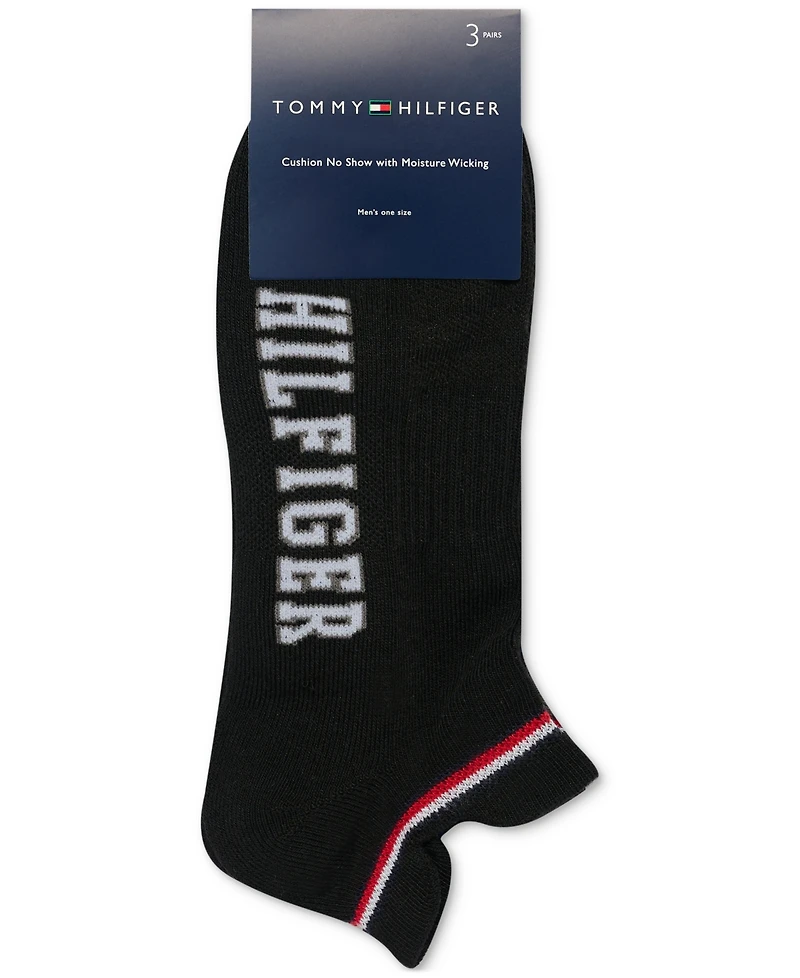 Tommy Hilfiger Men's 3-Pk. Logo Double Tab Cushioned No-Show Socks