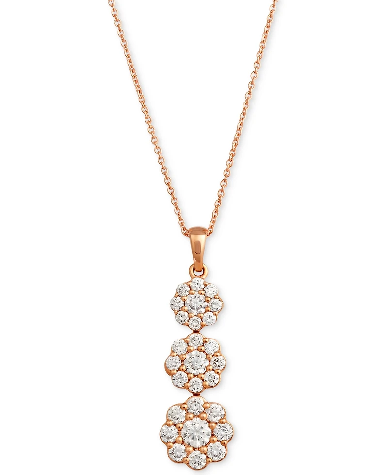 Le Vian Nude Diamond Triple Flower Pendant Adjustable 20" Necklace (1 ct. t.w.) 14k Rose Gold