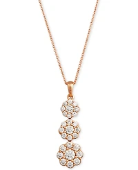 Le Vian Nude Diamond Triple Flower Pendant Adjustable 20" Necklace (1 ct. t.w.) 14k Rose Gold