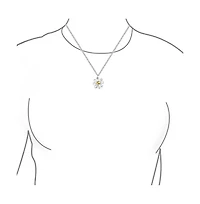 Bling Jewelry Summer Spring Time Two Tone Charm Sunflower Daisy Flower Pendant Necklace Yellow Gold Plated Sterling Silver