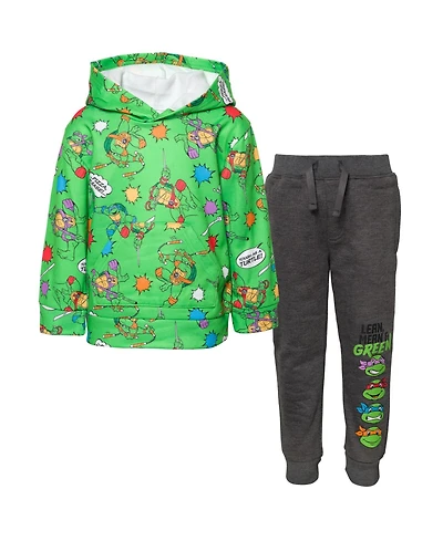 Teenage Mutant Ninja Turtles Fleece Pullover Hoodie and Pants Outfit Set Toddler to Big Kid Sizes (2T