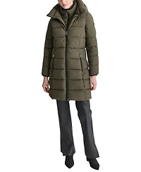 Dkny Women's Bibbed Hooded Zip-Front Puffer Coat