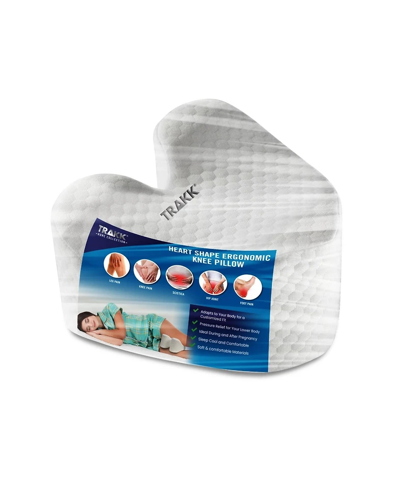 Trakk Ergonomic Knee Pillow Support Memory Foam Sleeping on Side, Cushion, Pregnancy Pillow with Removable Washable Cover