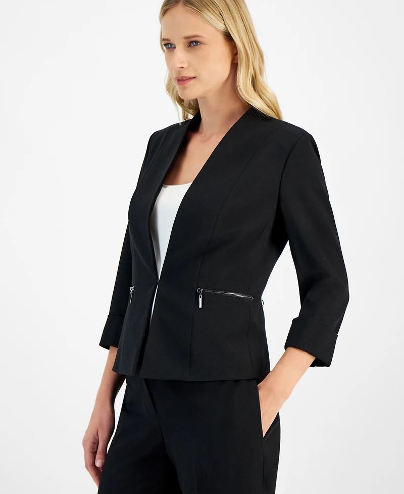 Kasper Women's Blazer with Zipper Pocket Detail