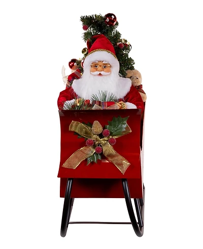 Kurt Adler 24-Inch Battery Operated Musical Led Santa in Metal Sleigh Table Piece