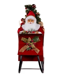 Kurt Adler 24-Inch Battery Operated Musical Led Santa in Metal Sleigh Table Piece
