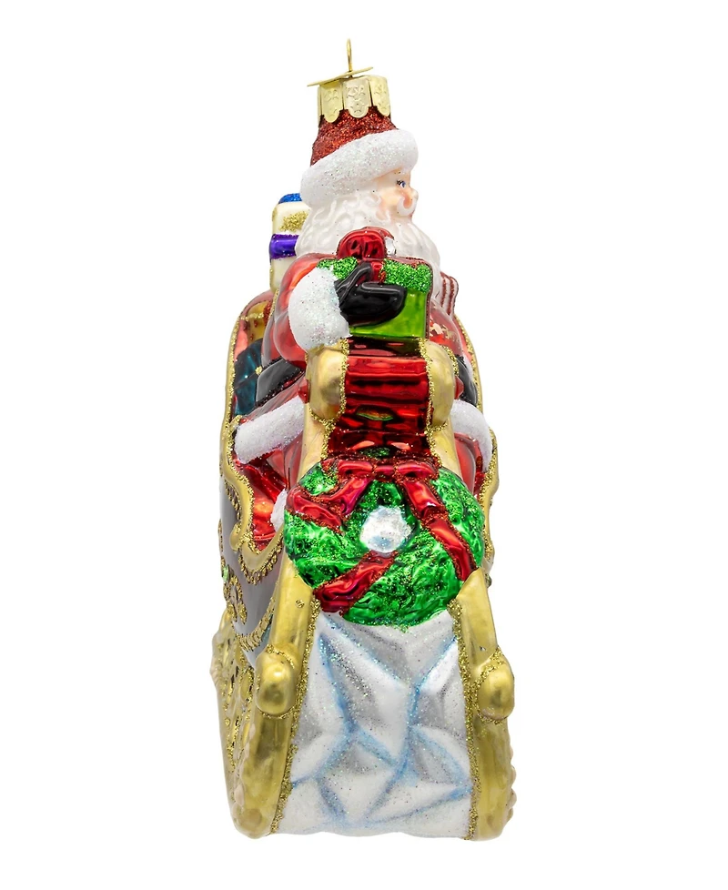 Kurt Adler 6.25-Inch Bellissimo Glass Santa in Sleigh Ornament