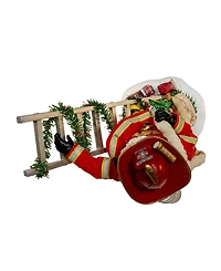 Kurt Adler 11.5-Inch Fabriche Fireman Santa On Ladder