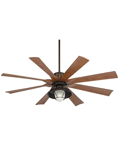 60" Possini Euro Design Defender Industrial Indoor Outdoor Ceiling Fan with Led Light Remote Oil Rubbed Bronze Koa Damp Rated for Patio Exterior