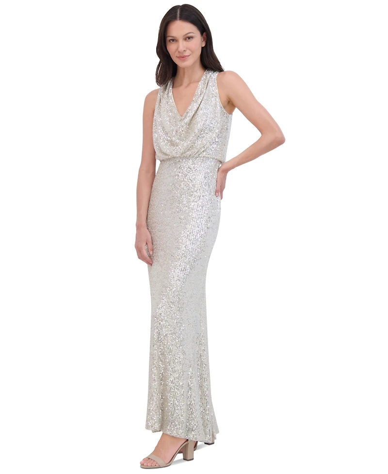 Eliza J Women's Sequined Cowlneck Gown