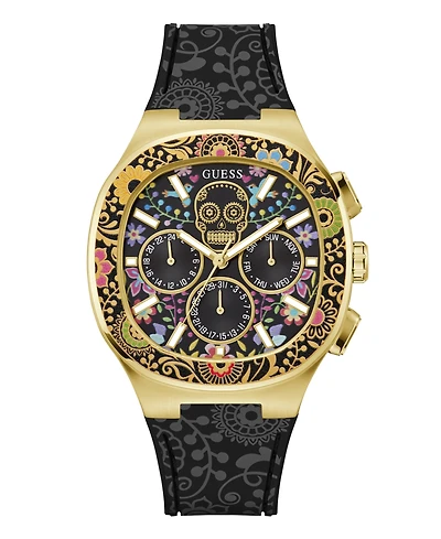 Guess Men's Multi-Function Black Silicone Watch 44mm