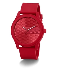 Guess Men's Analog Red Silicone Watch 45mm
