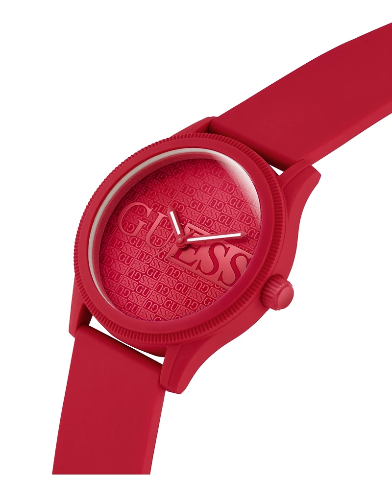 Guess Men's Analog Red Silicone Watch 45mm