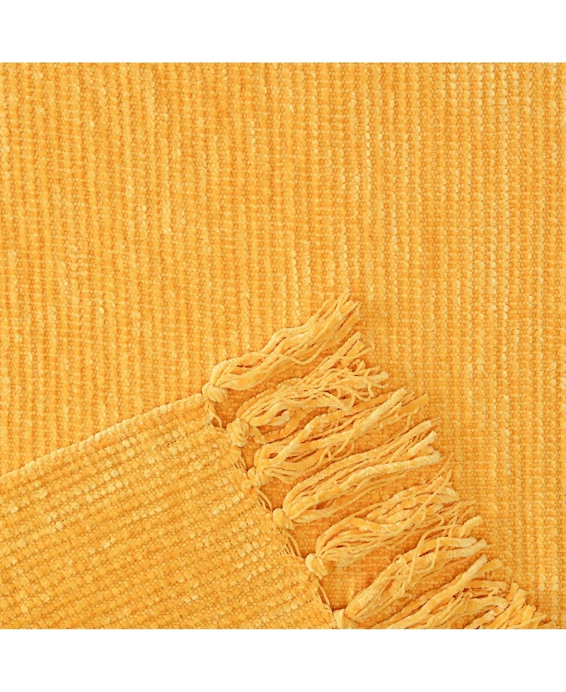 Chanasya Premium Soft Golden Chenille Knitted Textured Decorative Throw Blanket
