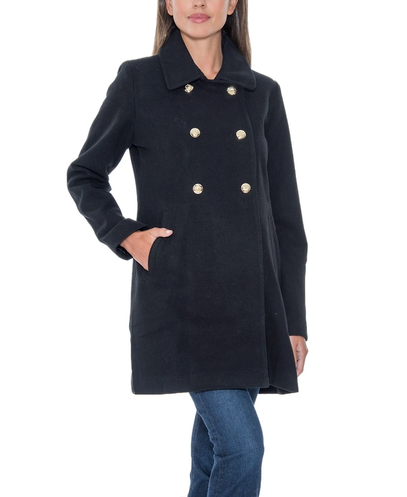 Sebby Collection Women's Double Breasted Military Walking Coat