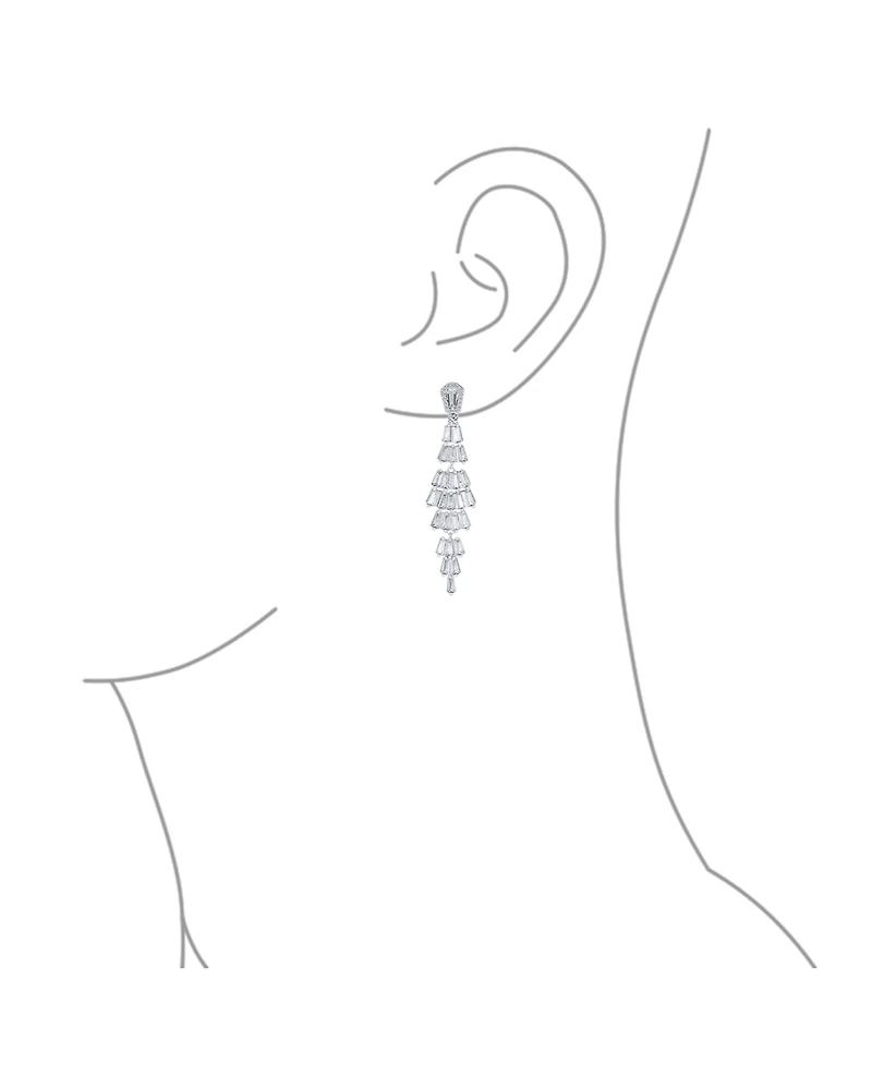 Bling Jewelry Cubic Zirconia Cz Linear Statement Asian Estate Art Deco Style Column Chandelier Earrings For Women Prom