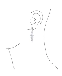 Bling Jewelry Cubic Zirconia Cz Linear Statement Asian Estate Art Deco Style Column Chandelier Earrings For Women Prom