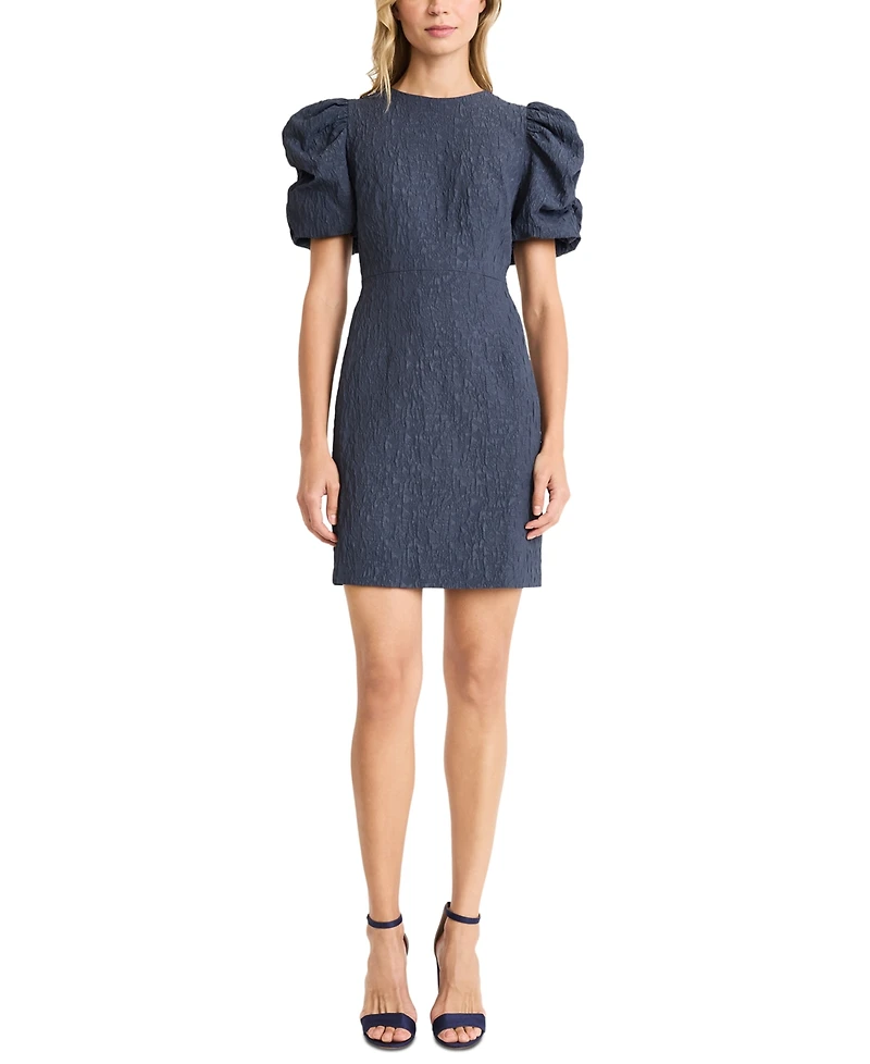 Donna Morgan Women's Puff-Sleeve Knit Mini Dress