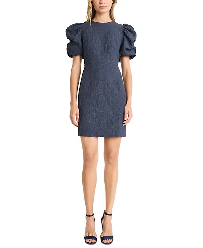 Donna Morgan Women's Puff-Sleeve Knit Mini Dress