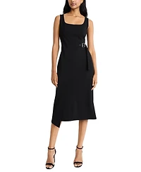 Donna Morgan Women's Belt-Wrap Square-Neck Midi Dress