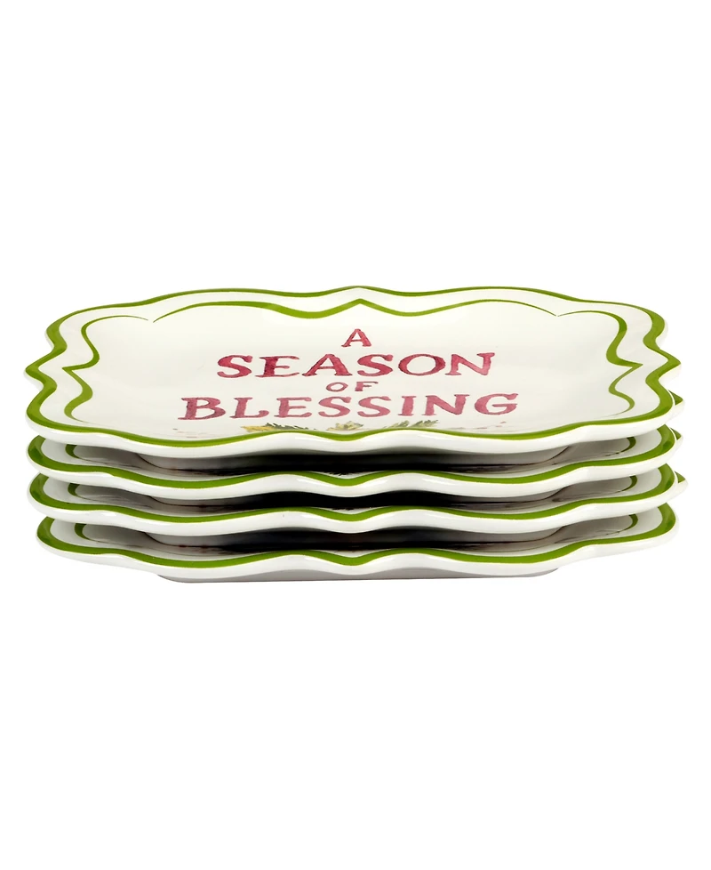 Certified International Snowman Greetings Canape Plates, Set of 4