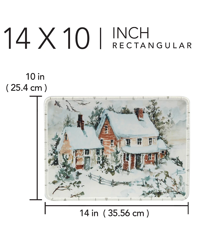 Certified International Winter's Frost Medium Rectangular Platter