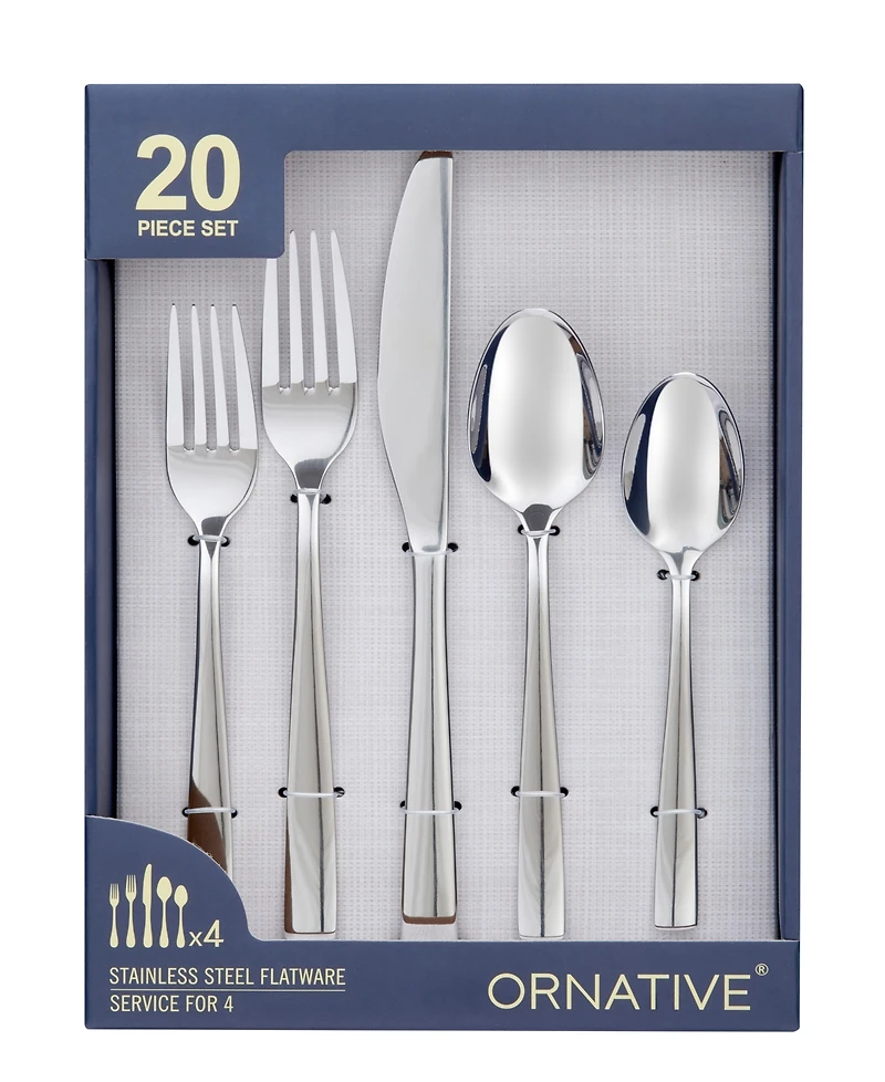 Ornative Lola Mirror 20 Piece Flatware Set, Service for 4