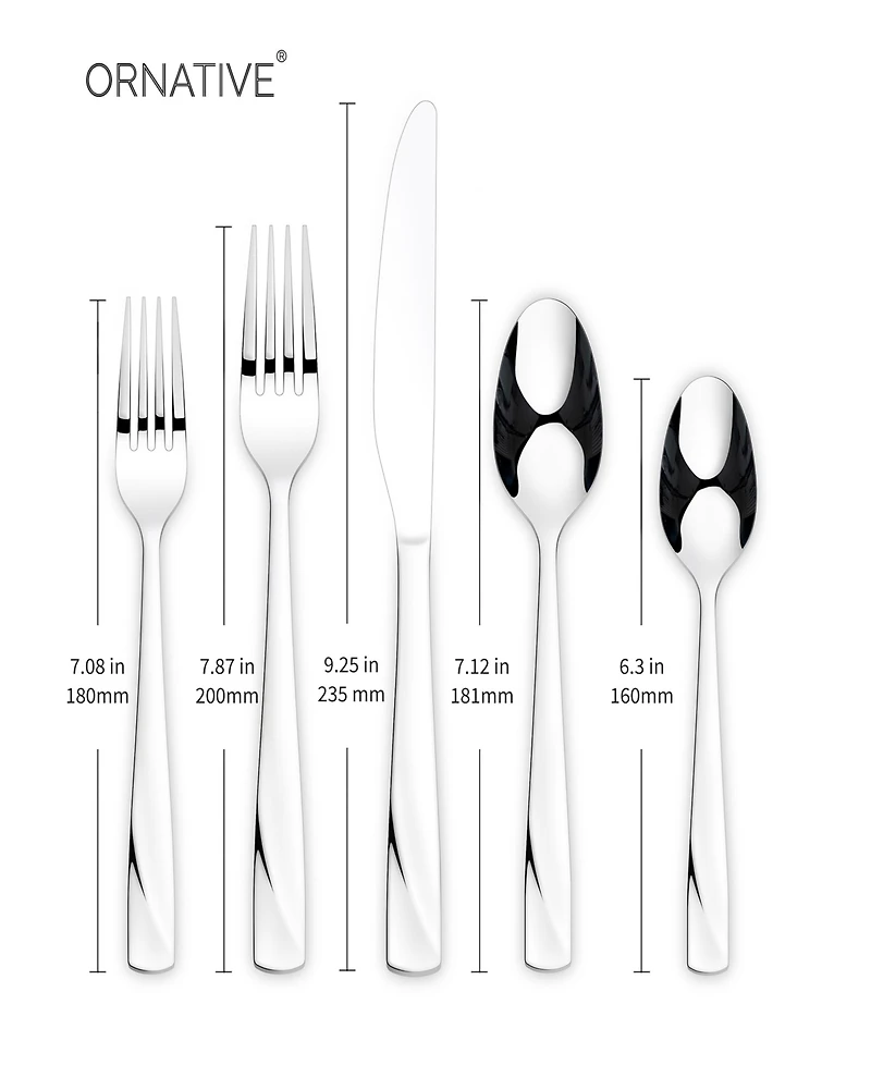 Ornative Rhoda Mirror 42 Piece Flatware Set with Wire Caddy, Service for 8