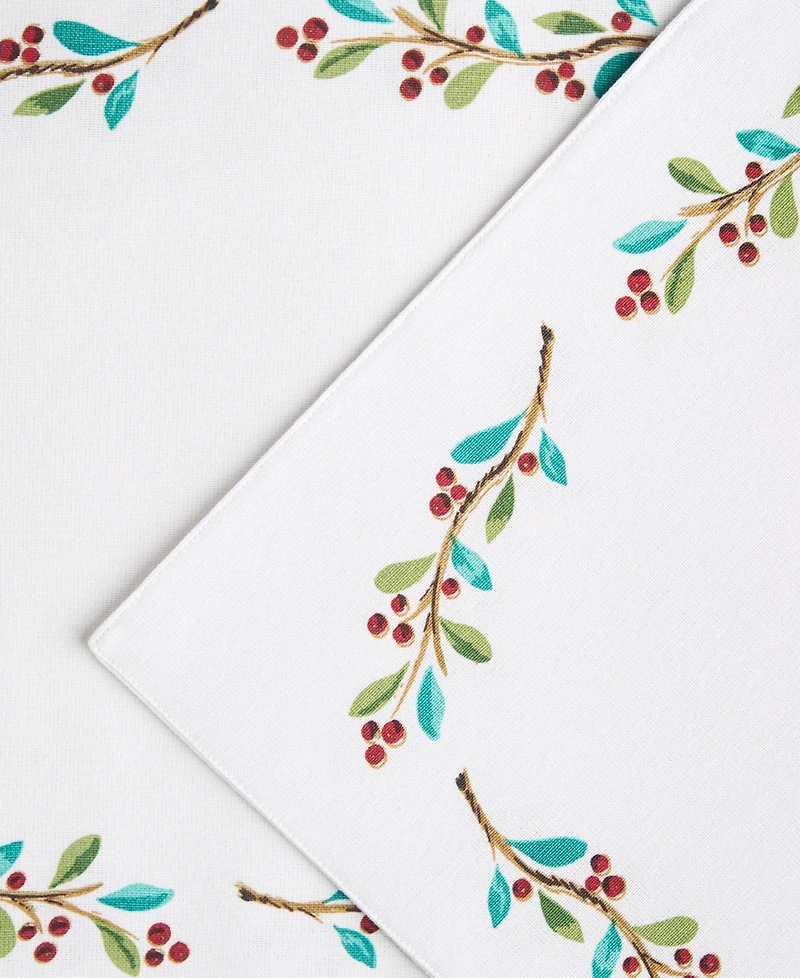 Fiesta Holly Sprig Holiday Border Placemat 13" x 18", Set of 4