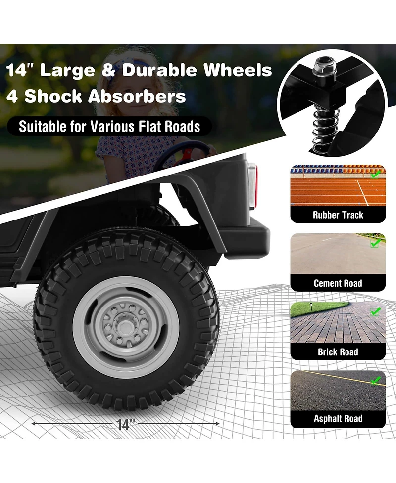 Sugift 12V 2-Seat Licensed Kids Ride On Toyota FJ40 Car with 2.4G Remote Control