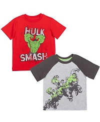 Avengers Toddler Boys Marvel Spider-Man Black Panther Iron Man Hulk Captain America 2 Pack Graphic T-Shirts to