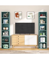 Tribesigns 70.9 Inch Tall Narrow Bookcase, Rustic Corner Bookcase with Storage, 6 Tier Cube Display Shelves for Home Office