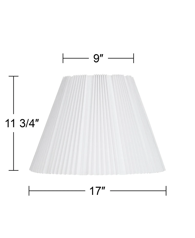 Springcrest Collection Hardback Knife Pleated Empire Lamp Shade White Large 9" Top x 17" Bottom x 12.25" Slant Spider with Harp and Fin