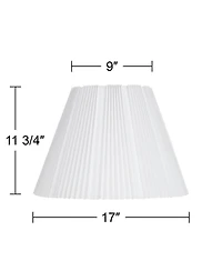 Springcrest Collection Hardback Knife Pleated Empire Lamp Shade White Large 9" Top x 17" Bottom x 12.25" Slant Spider with Harp and Fin
