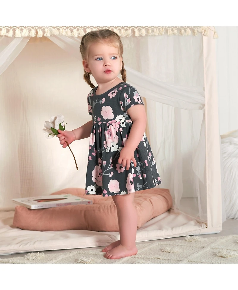 Gerber Baby Girls Pink Floral Short Sleeve Dresses